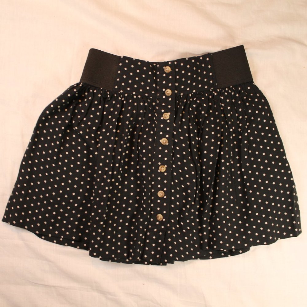 American eagle skirt black with white polka dots xs